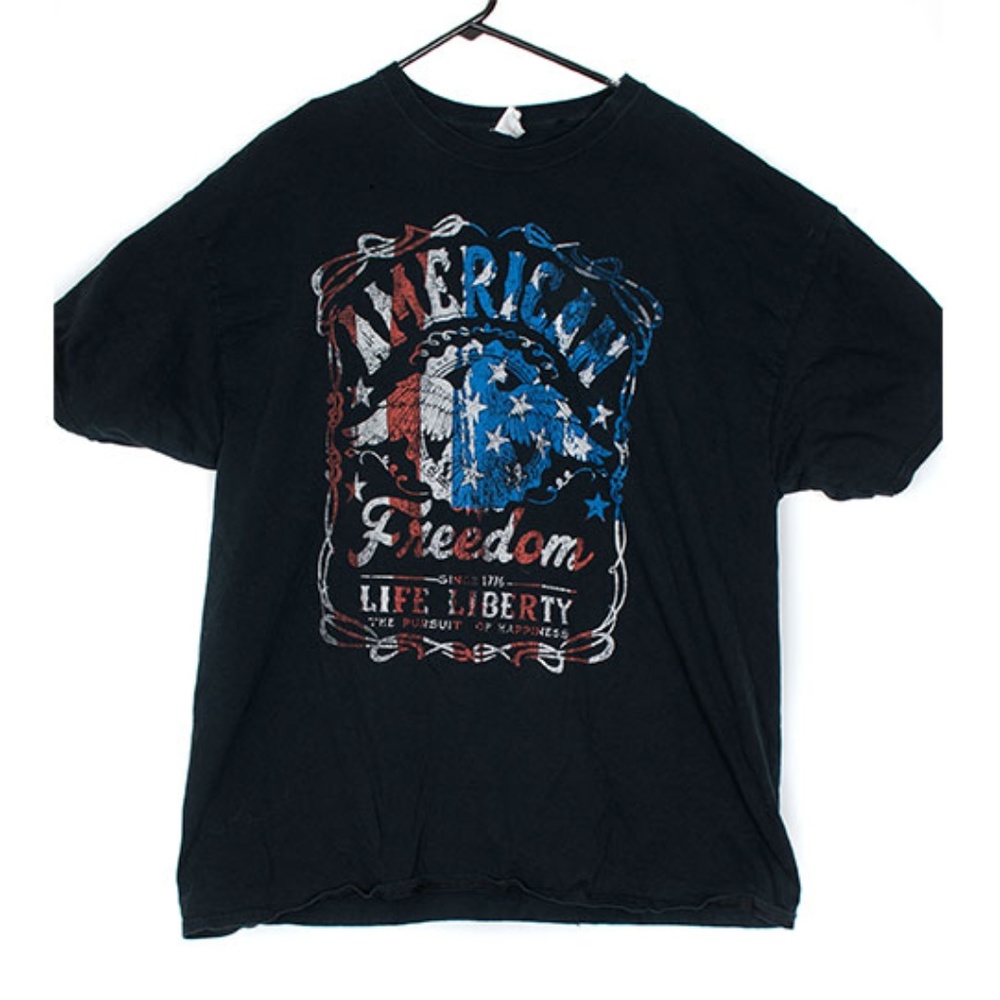 American Freedom Life Liberty Black Mens T Shirt